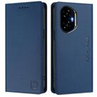 For Honor 300 RC01 Dual-Folded Magnetic Suction RFID Leather Phone Case(Dark Blue) - 2