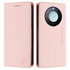 For Honor X60 / X9c Smart RC01 Dual-Folded Magnetic Suction RFID Leather Phone Case(Pink) - 2