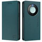 For Honor X60 / X9c Smart RC01 Dual-Folded Magnetic Suction RFID Leather Phone Case(Dark Green) - 2