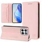 For Honor X8c 4G RC01 Dual-Folded Magnetic Suction RFID Leather Phone Case(Pink) - 1