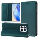 For Honor X8c 4G RC01 Dual-Folded Magnetic Suction RFID Leather Phone Case(Dark Green) - 1