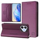 For Honor 400 Lite RC01 Dual-Folded Magnetic Suction RFID Leather Phone Case(Violet) - 1