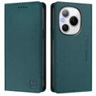 For Honor Power RC01 Dual-Folded Magnetic Suction RFID Leather Phone Case(Dark Green) - 2