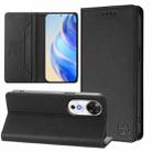 For Honor Play 60 RC01 Dual-Folded Magnetic Suction RFID Leather Phone Case(Black) - 1