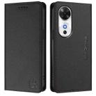 For Honor Play 60 RC01 Dual-Folded Magnetic Suction RFID Leather Phone Case(Black) - 2