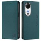 For Honor Play 60 RC01 Dual-Folded Magnetic Suction RFID Leather Phone Case(Dark Green) - 2