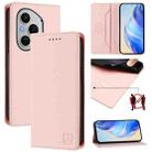 For Honor 400 Pro Global 160.8mm RC01 Dual-Folded Magnetic Suction RFID Leather Phone Case(Pink) - 1