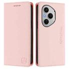 For Honor 400 Pro Global 160.8mm RC01 Dual-Folded Magnetic Suction RFID Leather Phone Case(Pink) - 2