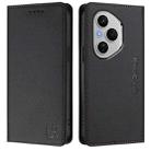 For Honor 400 Pro Global 160.8mm RC01 Dual-Folded Magnetic Suction RFID Leather Phone Case(Black) - 2