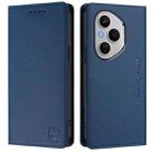 For Honor 400 Pro Global 160.8mm RC01 Dual-Folded Magnetic Suction RFID Leather Phone Case(Dark Blue) - 2