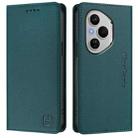 For Honor 400 Pro Global 160.8mm RC01 Dual-Folded Magnetic Suction RFID Leather Phone Case(Dark Green) - 2
