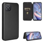 For OPPO A92s Carbon Fiber Texture Horizontal Flip TPU + PC + PU Leather Case with Card Slot(Black) - 1