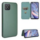 For OPPO A92s Carbon Fiber Texture Horizontal Flip TPU + PC + PU Leather Case with Card Slot(Green) - 1