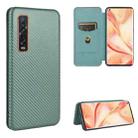 For OPPO Find X2 Pro Carbon Fiber Texture Horizontal Flip TPU + PC + PU Leather Case with Card Slot(Green) - 1