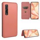 For OPPO Find X2 Pro Carbon Fiber Texture Horizontal Flip TPU + PC + PU Leather Case with Card Slot(Brown) - 1