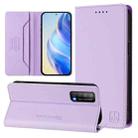 For Huawei Enjoy 20 SE / Huawei Y7a RC01 Dual-Folded Magnetic Suction RFID Leather Phone Case(Light Purple) - 1