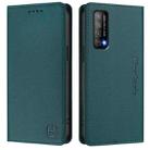 For Huawei Enjoy 20 SE / Huawei Y7a RC01 Dual-Folded Magnetic Suction RFID Leather Phone Case(Dark Green) - 2