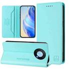 For Huawei Enjoy 50 Pro / nova Y90 RC01 Dual-Folded Magnetic Suction RFID Leather Phone Case(Mint Green) - 1