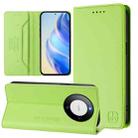 For Huawei Mate 60 RC01 Dual-Folded Magnetic Suction RFID Leather Phone Case(Grass Green) - 1