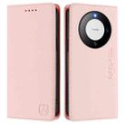 For Huawei Mate 60 RC01 Dual-Folded Magnetic Suction RFID Leather Phone Case(Pink) - 2