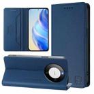 For Huawei Mate 60 RC01 Dual-Folded Magnetic Suction RFID Leather Phone Case(Dark Blue) - 1