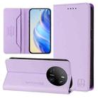 For Huawei Mate 70 RC01 Dual-Folded Magnetic Suction RFID Leather Phone Case(Light Purple) - 1