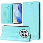 For Huawei Mate 70 Pro RC01 Dual-Folded Magnetic Suction RFID Leather Phone Case(Mint Green) - 1