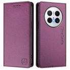 For Huawei Mate 70 Pro RC01 Dual-Folded Magnetic Suction RFID Leather Phone Case(Violet) - 2