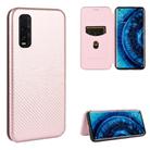 For OPPO Find X2 Carbon Fiber Texture Horizontal Flip TPU + PC + PU Leather Case with Card Slot(Pink) - 1