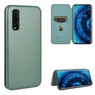 For OPPO Find X2 Carbon Fiber Texture Horizontal Flip TPU + PC + PU Leather Case with Card Slot(Green) - 1