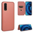 For OPPO Find X2 Carbon Fiber Texture Horizontal Flip TPU + PC + PU Leather Case with Card Slot(Brown) - 1