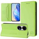 For Huawei P50 Pro RC01 Dual-Folded Magnetic Suction RFID Leather Phone Case(Grass Green) - 1