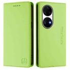 For Huawei P50 Pro RC01 Dual-Folded Magnetic Suction RFID Leather Phone Case(Grass Green) - 2