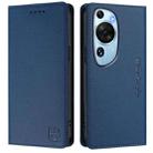 For Huawei P60 Art RC01 Dual-Folded Magnetic Suction RFID Leather Phone Case(Dark Blue) - 2