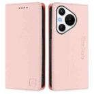 For Huawei Pura 70 RC01 Dual-Folded Magnetic Suction RFID Leather Phone Case(Pink) - 2