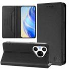 For Huawei Pura 70 RC01 Dual-Folded Magnetic Suction RFID Leather Phone Case(Black) - 1