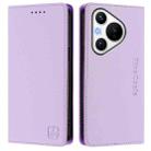 For Huawei Pura 70 RC01 Dual-Folded Magnetic Suction RFID Leather Phone Case(Light Purple) - 2