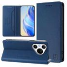 For Huawei Pura 70 RC01 Dual-Folded Magnetic Suction RFID Leather Phone Case(Dark Blue) - 1