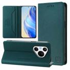 For Huawei Pura 70 RC01 Dual-Folded Magnetic Suction RFID Leather Phone Case(Dark Green) - 1