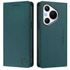 For Huawei Pura 70 RC01 Dual-Folded Magnetic Suction RFID Leather Phone Case(Dark Green) - 2