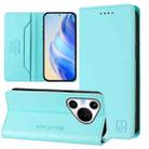 For Huawei Pura 70 Pro / Pura 70 Pro+ RC01 Dual-Folded Magnetic Suction RFID Leather Phone Case(Mint Green) - 1