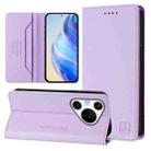 For Huawei Pura 70 Pro / Pura 70 Pro+ RC01 Dual-Folded Magnetic Suction RFID Leather Phone Case(Light Purple) - 1