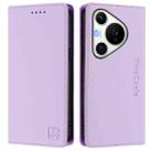 For Huawei Pura 70 Pro / Pura 70 Pro+ RC01 Dual-Folded Magnetic Suction RFID Leather Phone Case(Light Purple) - 2