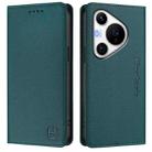 For Huawei Pura 70 Pro / Pura 70 Pro+ RC01 Dual-Folded Magnetic Suction RFID Leather Phone Case(Dark Green) - 2