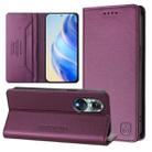 For Huawei nova 9 RC01 Dual-Folded Magnetic Suction RFID Leather Phone Case(Violet) - 1