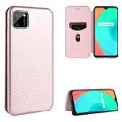 For OPPO Realme C11 Carbon Fiber Texture Horizontal Flip TPU + PC + PU Leather Case with Card Slot(Pink) - 1