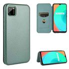 For OPPO Realme C11 Carbon Fiber Texture Horizontal Flip TPU + PC + PU Leather Case with Card Slot(Green) - 1