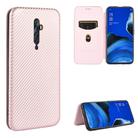 For OPPO Reno2 Z / F Carbon Fiber Texture Horizontal Flip TPU + PC + PU Leather Case with Card Slot(Pink) - 1