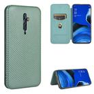 For OPPO Reno2 Z / F Carbon Fiber Texture Horizontal Flip TPU + PC + PU Leather Case with Card Slot(Green) - 1