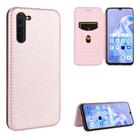 For OPPO Reno3 A(Japanese Version) Carbon Fiber Texture Horizontal Flip TPU + PC + PU Leather Case with Card Slot(Pink) - 1